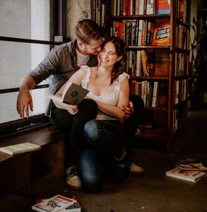 Photo of a couple at The Last Bookstore Photo of a couple at The Last Bookstore