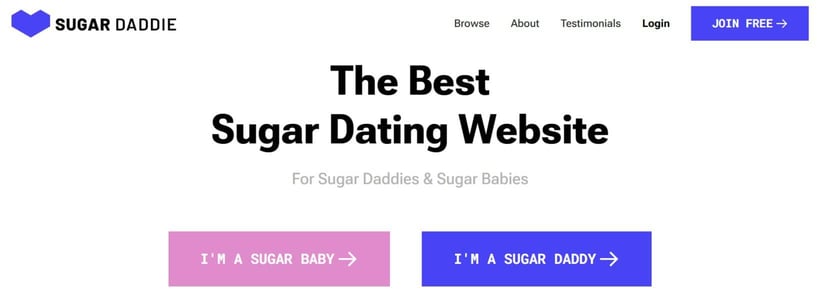 SugarDaddie.com homepage SugarDaddie.com homepage