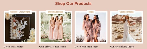 Screenshot of GWS online shop items