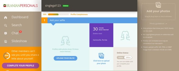 Screenshot of Iranian Personals