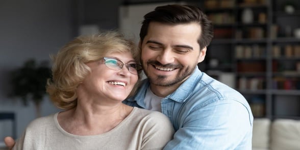 Photo of older woman and younger man Photo of older woman and younger man