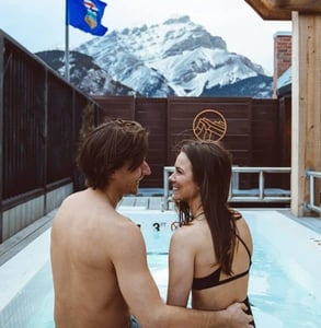 Photo of a couple in the hot tub