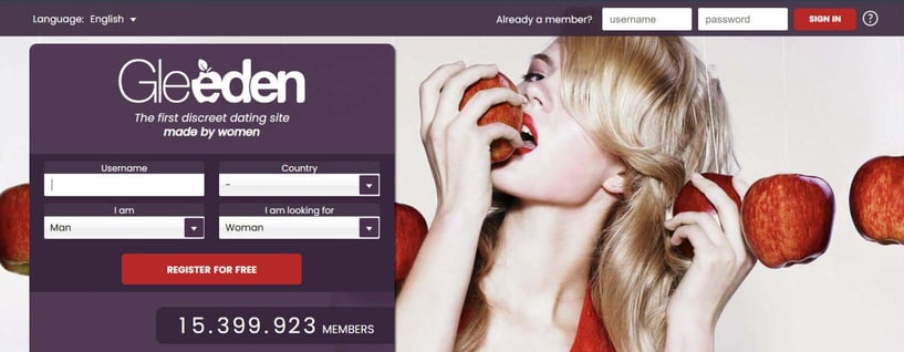 Gleeden homepage Gleeden homepage