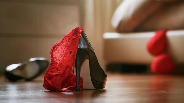 Photo of a high heel and underwear