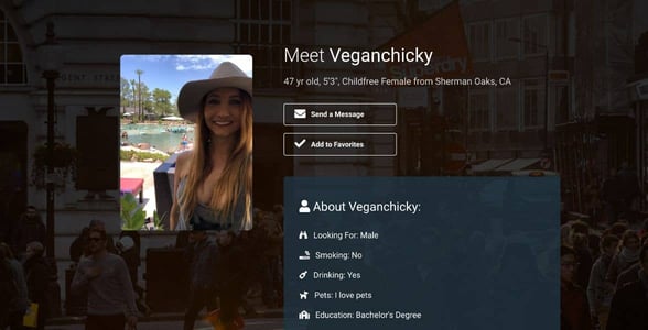 Screenshot of a CFdating profile