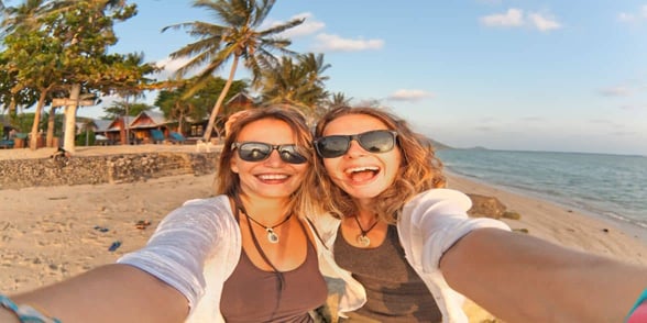Photo of lesbian couple on vacation Photo of lesbian couple on vacation