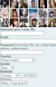 Screenshot of GoDatingSite's signup
