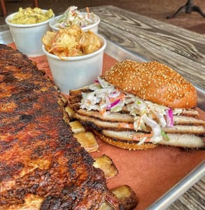 Photo of ribs and a BBW sandwich