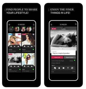 Screenshots of the My Sugar Daddy app