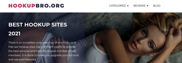 Screenshot of the HookupBro homepage