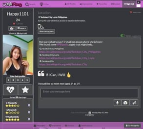 Screenshot of a HelloPinay profile