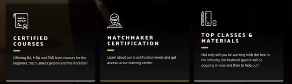 Screenshot of Matchmaker Business Academy courses