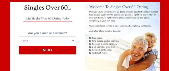 Screenshot of Singles Over 60
