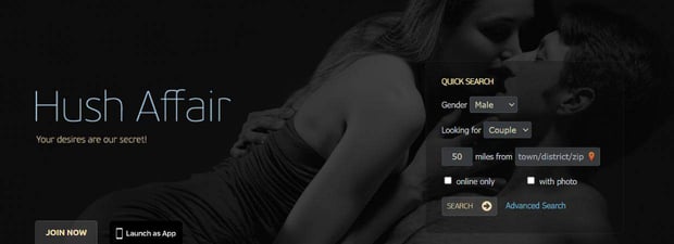 HushAffair homepage