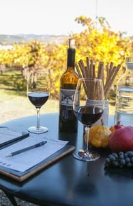 Photo of food and wine