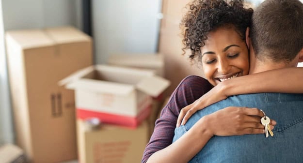 Photo of a couple moving in together Photo of a couple moving in together