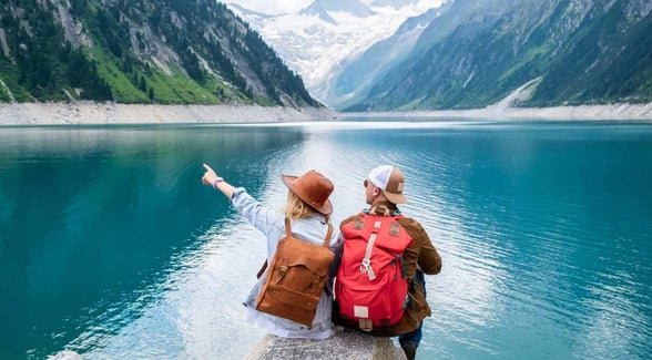 Photo of a couple on a hike Photo of a couple on a hike