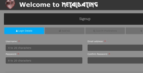 Screenshot of MetalDating