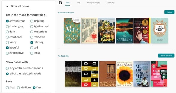 Screenshot of virtual library.