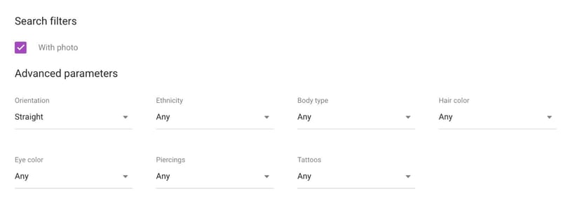 SparkMeets search filters