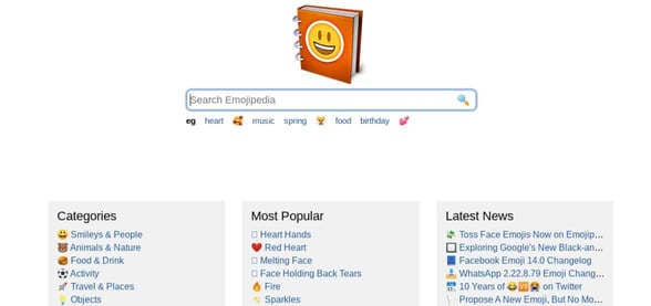Screenshot of Emojipedia