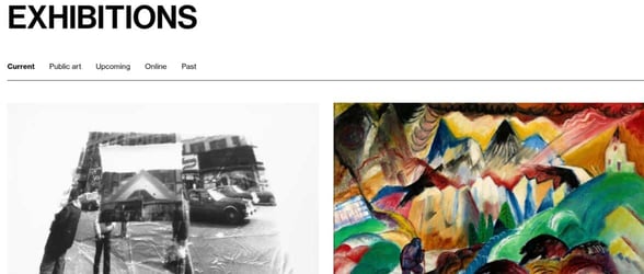 Screenshot of Whitney exhibitions