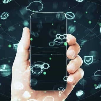Hand holding smartphone Hand holding smartphone