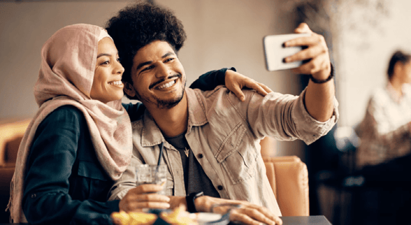 couple taking selfie couple taking selfie