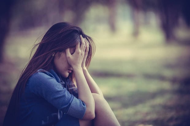 Beautiful woman very sad,rethink,think over,vintage style,dark tone,broken heart,asian girl