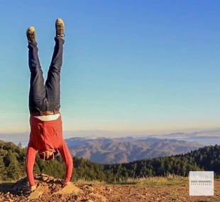 Eddie doing a handstand