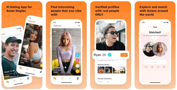 Screenshots of Tantan from a mobile app store Screenshots of Tantan from a mobile app store