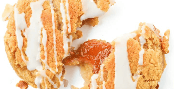 Broken jam filled cookie
