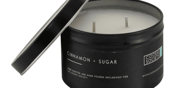 Cookie Society candle in a black metal tin Cookie Society candle in a black metal tin