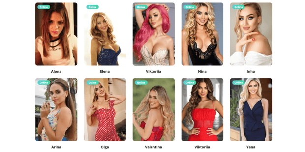 Screenshot of GoldenBride website women