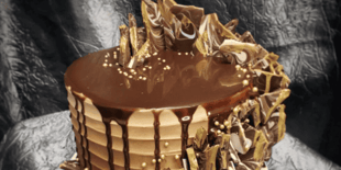 Chocolate and gold wedding cake