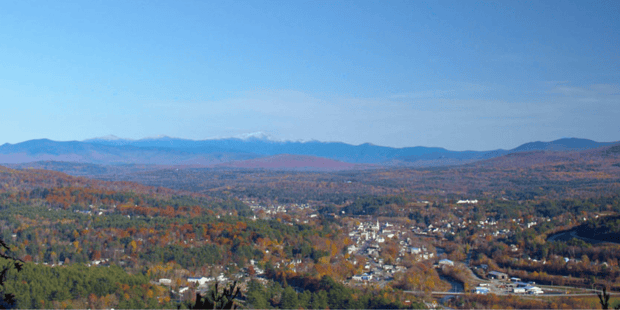 Littleton, New Hampshire aerial view of Fall