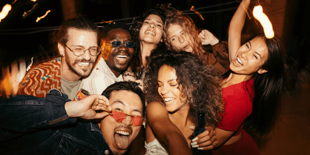 Group of diverse friends having fun