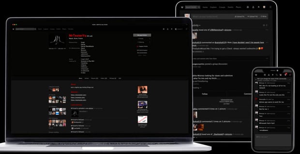 Screenshots from FetLife platform and app