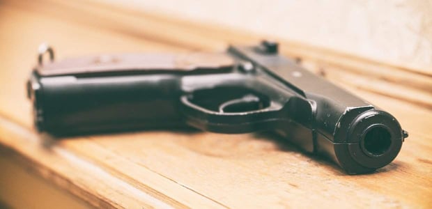 firearm on table