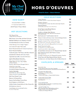 Hors D'oeuvres menu from My Chef Catering. Hors D'oeuvres menu from My Chef Catering.