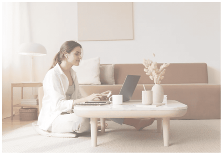 A photograph of Nathalie on a Zoom call with a client