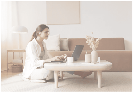 A photograph of Nathalie on a Zoom call with a client A photograph of Nathalie on a Zoom call with a client