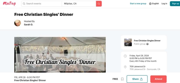 Meetup screenshot