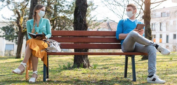 Photo of social distancing couple Photo of social distancing couple