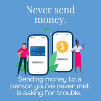 Never send money online illustration