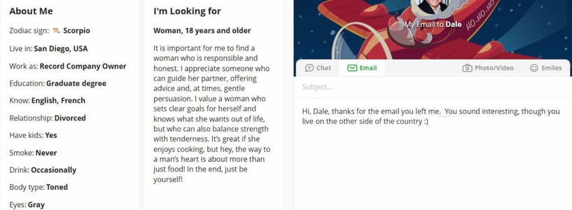 DateMyAge chat window DateMyAge chat window
