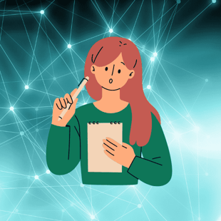 Girl holding pencil and paper graphic Girl holding pencil and paper graphic