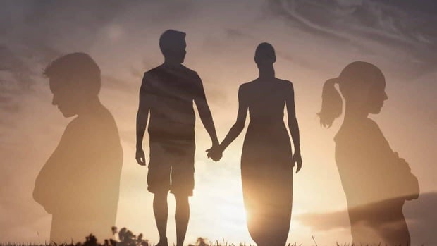 Couple Silhouettes Walking And Holding Hands