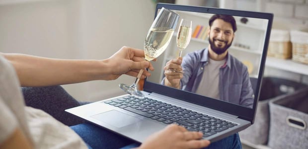 A couple on a video call