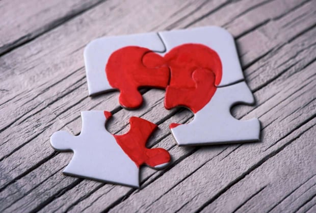 Heart puzzle pieces incomplete 